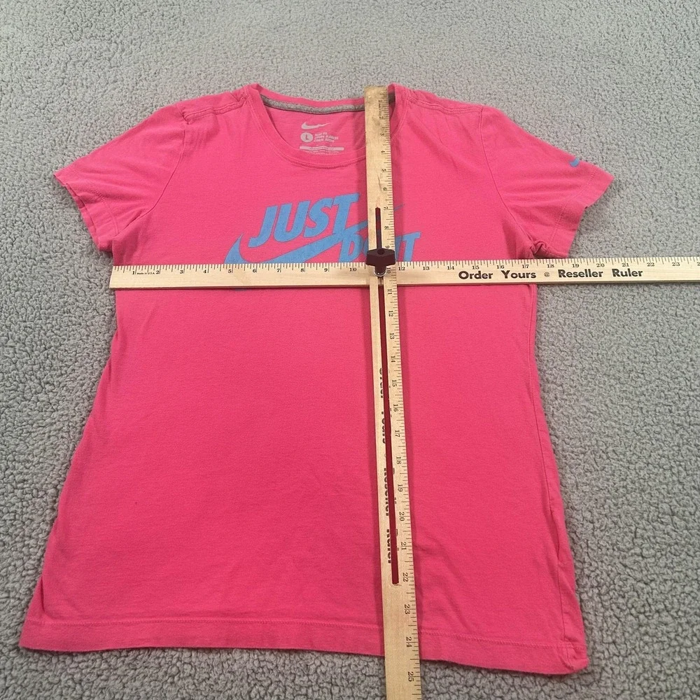 Nike Shirt Womens Large Pink Just Do It Slim Fit Crewneck‎ Graphic Sports Tee